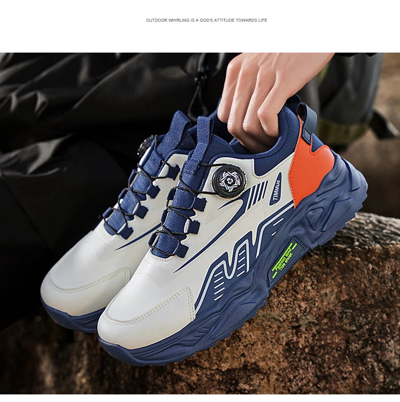 Men's casual sports shoes four season new rotating shoelaces comfort outdoor running walking shoes breathable soft-sole sneakers