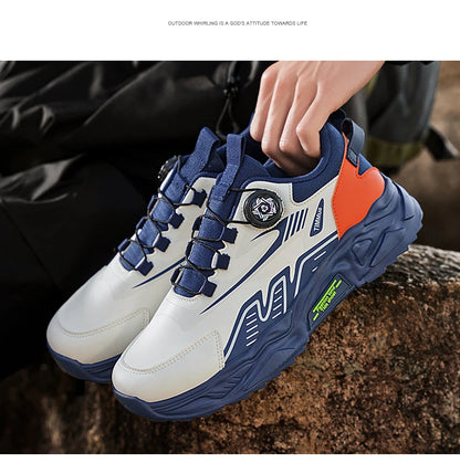 Men's casual sports shoes four season new rotating shoelaces comfort outdoor running walking shoes breathable soft-sole sneakers