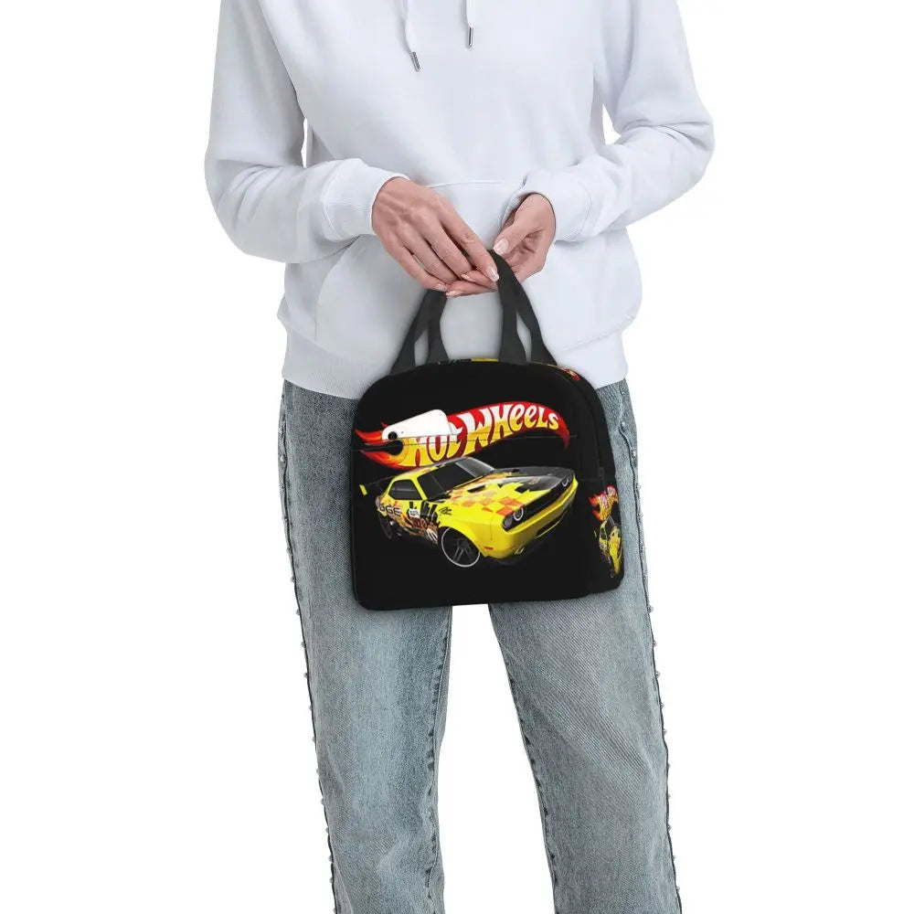 Custom Hot Wheels For Fans Thermal Insulated Lunch Bag Cartoon Sport Car Portable Lunch Container Travel Multifunction Food Box