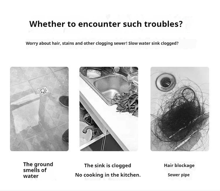 Sewer with Suction Cup, Floor Drain Mat, Kitchen, Bathroom, Anti Clogging Hair Filter