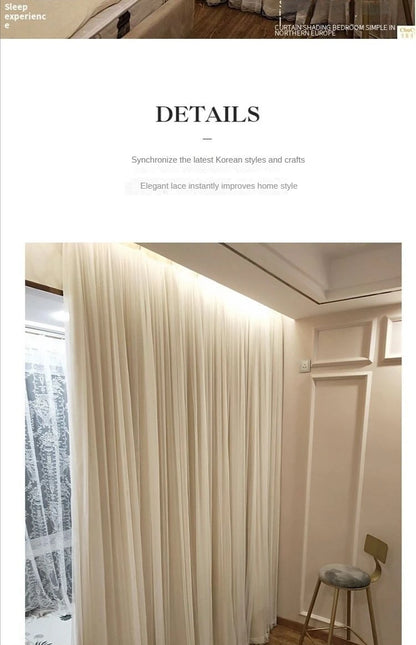 Nordic Style Solid Color Cloth Yarn Integrated Blackout Curtain Modern Bedroom Shade Curtains Living Room Luxury 나비주름 커튼 Шторы