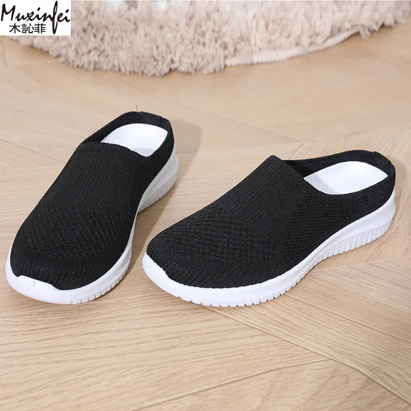Women's Summer Shoes Plus Size Casual Single Ladies Shoes Soft Sole Cover Half Slippers Sale Shoes with Free Shipping