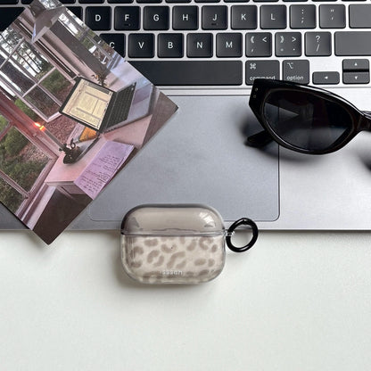Simple Chic Transparent Grey Leopard Print Pattern Protective Earphone Case Cover for AirPods 1 2 3 4 Pro Pro2 Pro3