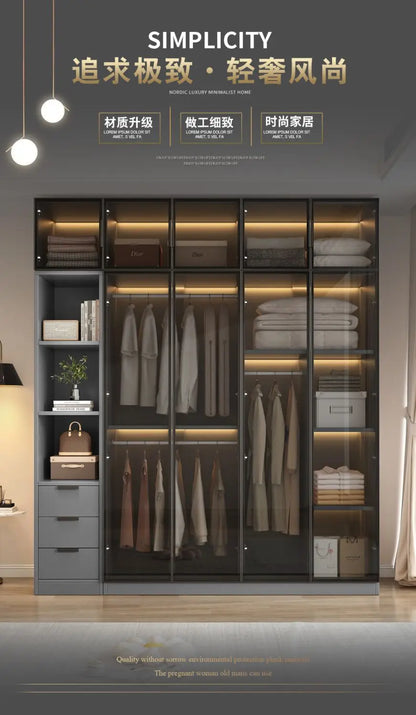 Aesthetic Black Dressing Wardrobe Display Waterproof Luxury Closet Wardrobe Storage Clothing Ropero Para Gurdar Ropa Furnitures