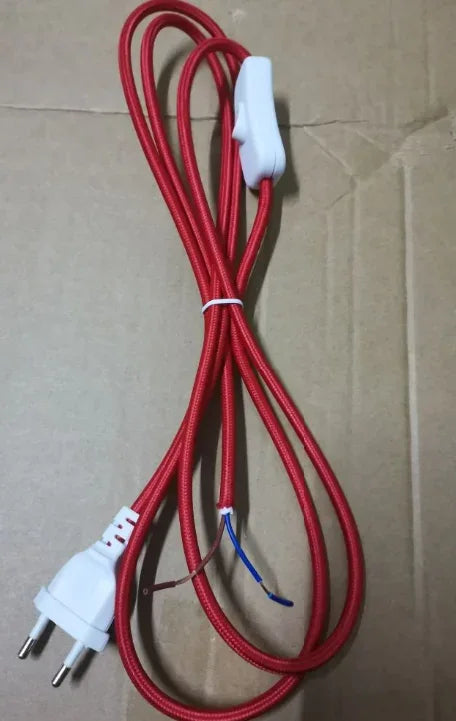 2m AC 220-250V EU Power Cord with Switch Fabric Covered Electrical Power Cable For DIY Table Lamp Cord