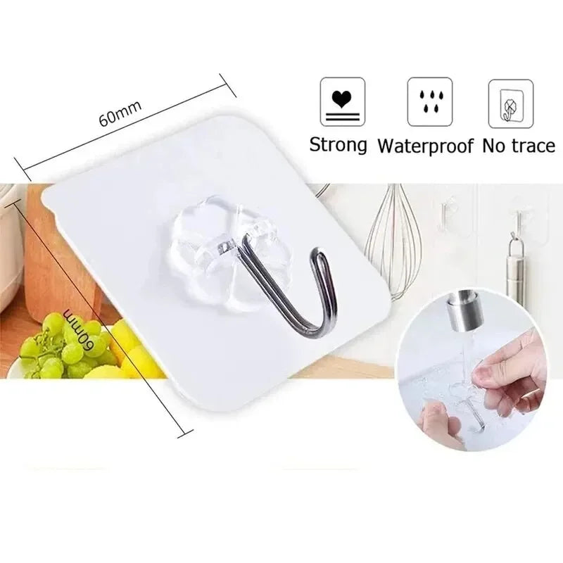 20/10/5Pcs Transparent Wall Hooks Hangers Self Adhesive Door Wall Hangers Hooks for Key Bag Kitchen Bathroom Accessories