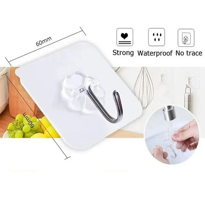 20/10/5Pcs Transparent Wall Hooks Hangers Self Adhesive Door Wall Hangers Hooks for Key Bag Kitchen Bathroom Accessories