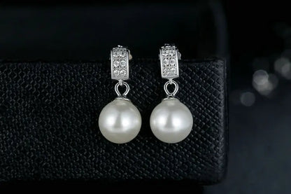 Drop Earrings Fine Jewelry Female Drop Earrings with Pearls Earrings 925 Sterling Silver Jewelry Mother's Day Gift SCE006