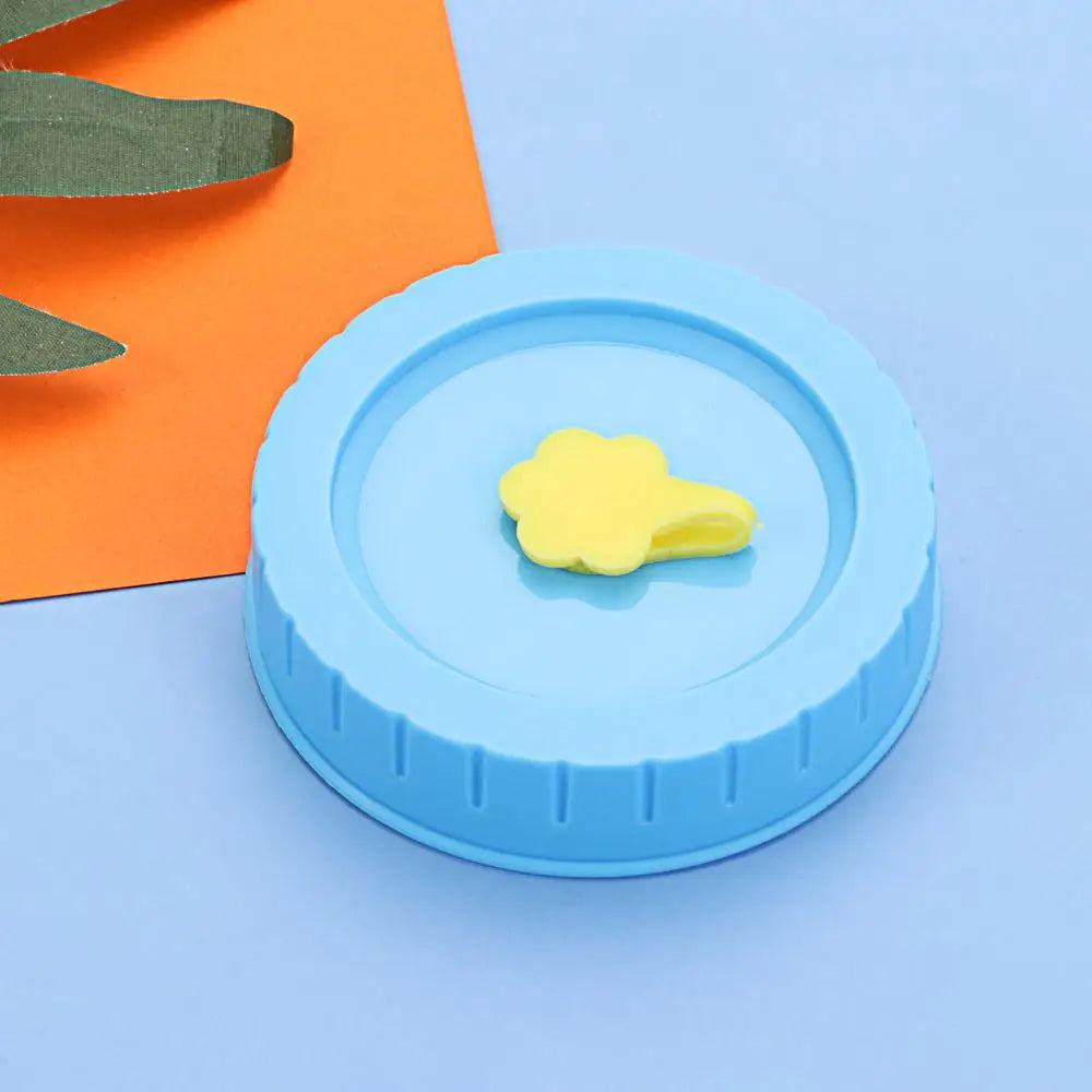 1/4Pcs Cute Universal Mason Jar Lids With Straw Hole 70mm Diameter Storage Wide Mouth Leak Proof Kitchen Supplies