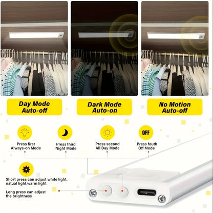 1 Rechargeable Magnetic LED Motion Sensor Light with Adjustable Brightness Temperature, Wireless Under Cabinet & Closet Lighting