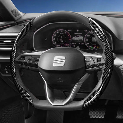 Suitable for Seat Carbon Fiber Texture Steering Wheel Cover with Segmented Quick-Release Design, Durable, for Models Such as Ibiza, Arona, Leon, Leon Sportstourer, Ateca, Etc., in Black, Blue, Red, Silver, and White by PDG ibma