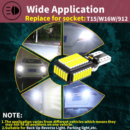 2pcs W16W T15 921 912 LED Canbus Reverse Light Bulbs On Cars White 6000k 12v Back Up Lamp For Mazda CX5 2 DE DL 3 5 CX3 MX5 6 GG