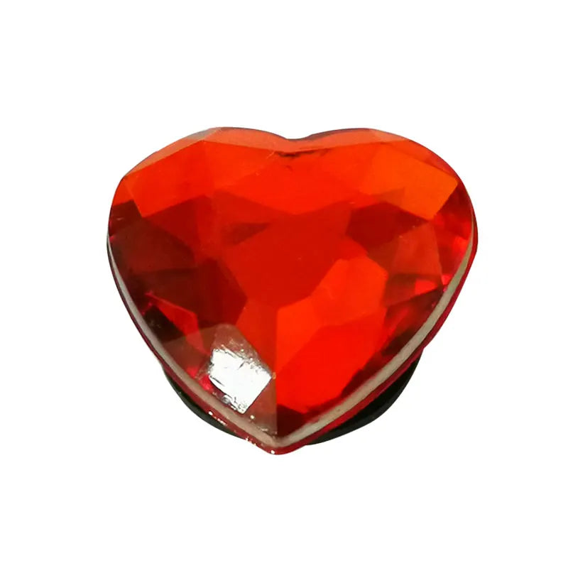 1PCS Bling Crystal PVC Shoe Charms Flower Heart Shaped Gem DIY Accessories Shoe Decorations Charms Transparent Diamond