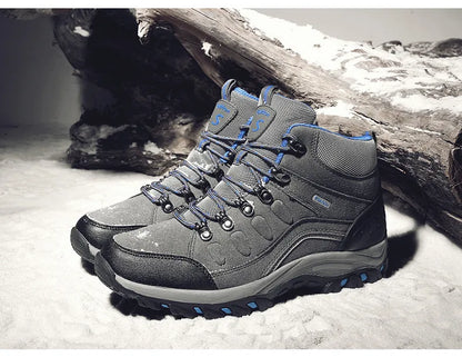 New Men's Winter Boots Warm Plush Snow Boots Outdoor Non-Slip Couple Hiking Boots High-Top Waterproof Sneakers Men's Ankle Boots