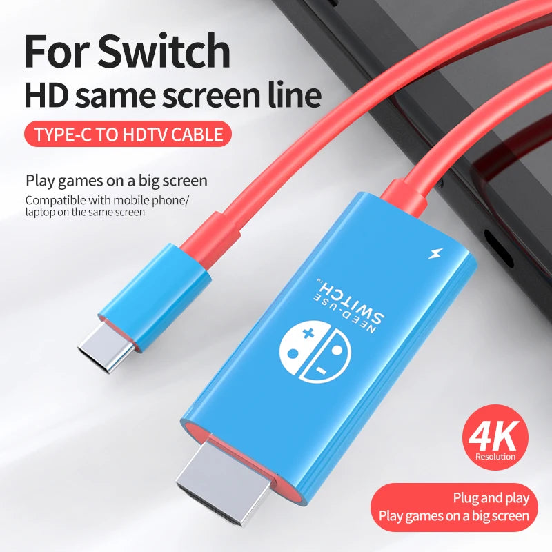 2M USB C to HDMI 4K Cable 100W PD Charging Portable Converter Type C to HDTV for TV Docking Steam Deck Laptop Phone Tablet