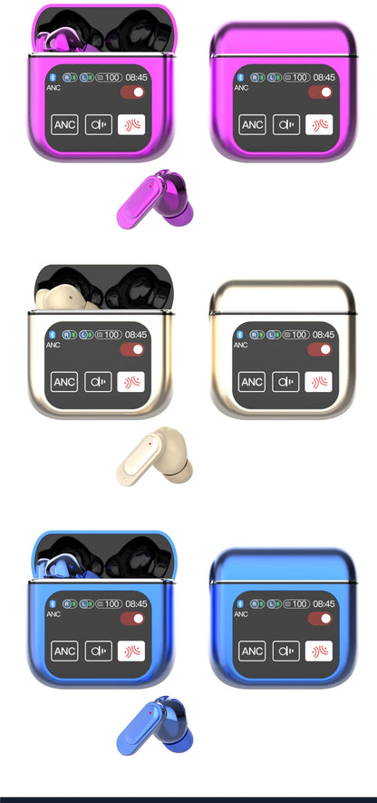 SE60 High quality Touch Screen ANC Wireless Earphones TWS Noise Cancelling Earbud Bluetooth 5.3 Long Battery life HiFi Headphone