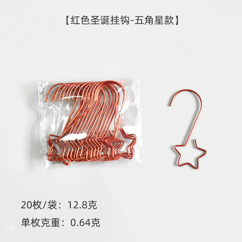 20pcs/bag Christmas Ornaments Metal S-Shaped Hooks Holder Christmas Tree Ball Pendant Hanging Decorations Home Navidad New Year