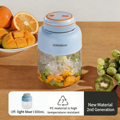 1300ML Portable Juicer, Fresh Fruit Mixer 38 Blades, USB Rechargeable Multifunctional Juicer Ice Crusher Smoothie Blender Home