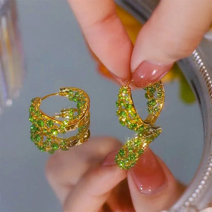 2024 Retro Purple Zircon Hollow Hoop Earrings for Women New Fashion Trend Exquisite Elegant Ladies Wedding Premium Party Jewelry
