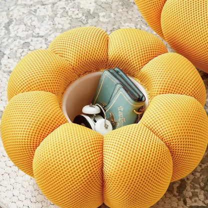 Nordic Sofa Pedal Simple Round Stool Low Ottomans Living Room Sofa Footstool 3D Fabric Creative Leg Footstool Pumpkin Footstools