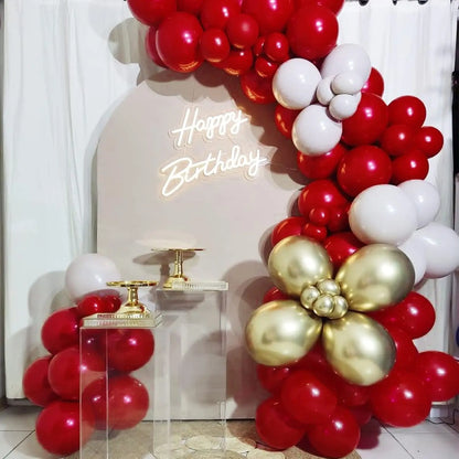 104 Pieces Ruby Red Balloon Red Garland Arch Set with Different Sizes, Suitable for Birthday, Wedding, Valentine's Day