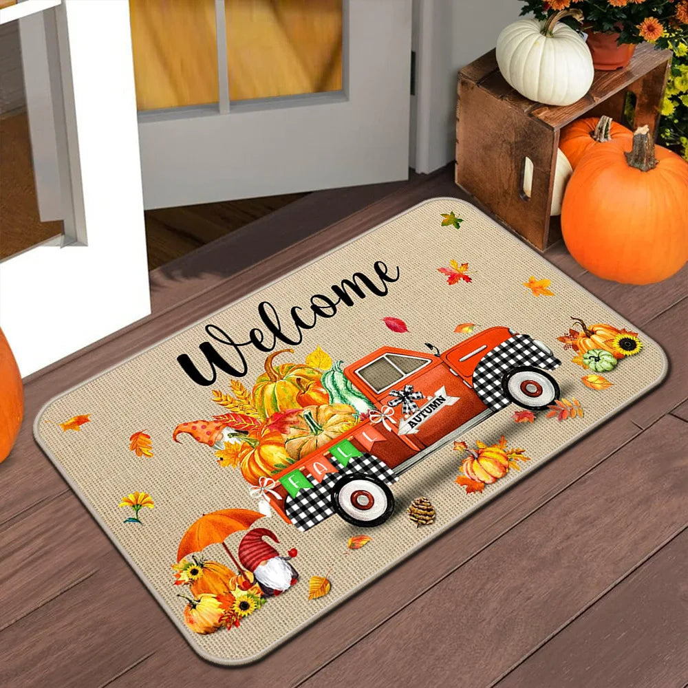 Tapis de porte VIKAMA Halloween Automne Tapis de bienvenue Thanksgiving Tapis antidérapant intérieur/extérieur Décoration intérieure