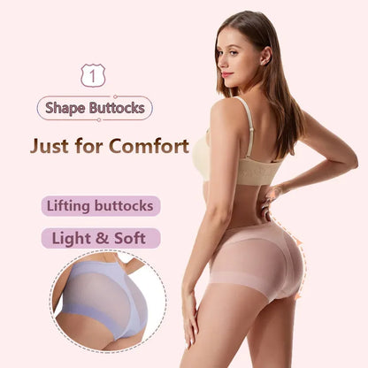 Ice Silk Women Underwear Panties Transparent Mesh Gauze Corset Waist Slimming Black Briefs Female Trainer Shaping Underpants2024