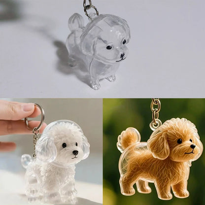 Cute Clear Puppy Hair Memorial DIY Pendant Keychain Decor Keepsake Capsule Pet's Dog Fur Container Pet Lovers Home Display Gifts