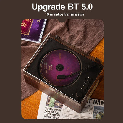 Retro CD Player Rechargeable Support CD BT USB 3.5mm AUX Portable CD Player Bluetooth-Compatible 5.0 Wireless Speaker Home Decor