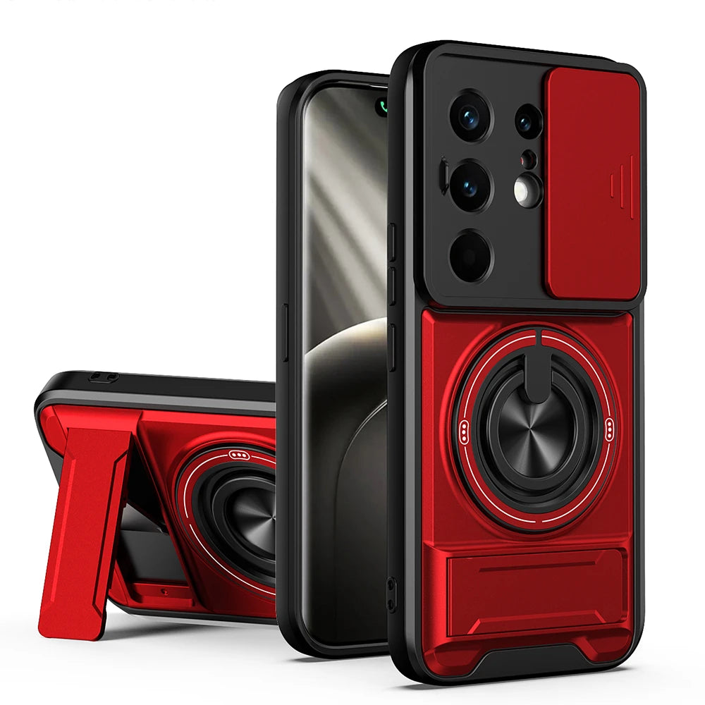 KEYSION Magnetic Phone Case for TECNO Camon 50 Pro 50 Ultra 5G Slide Camera Protection Upright Kickstand Ring Shockproof Cover