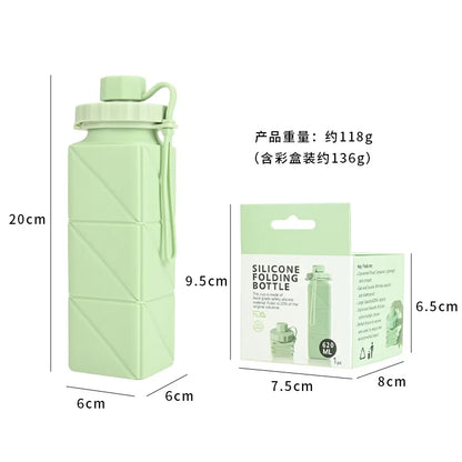 Collapsible travel water bottle, food grade BPA-free silicone collapsible water bottle, leak-proof portable water bottle, suitab