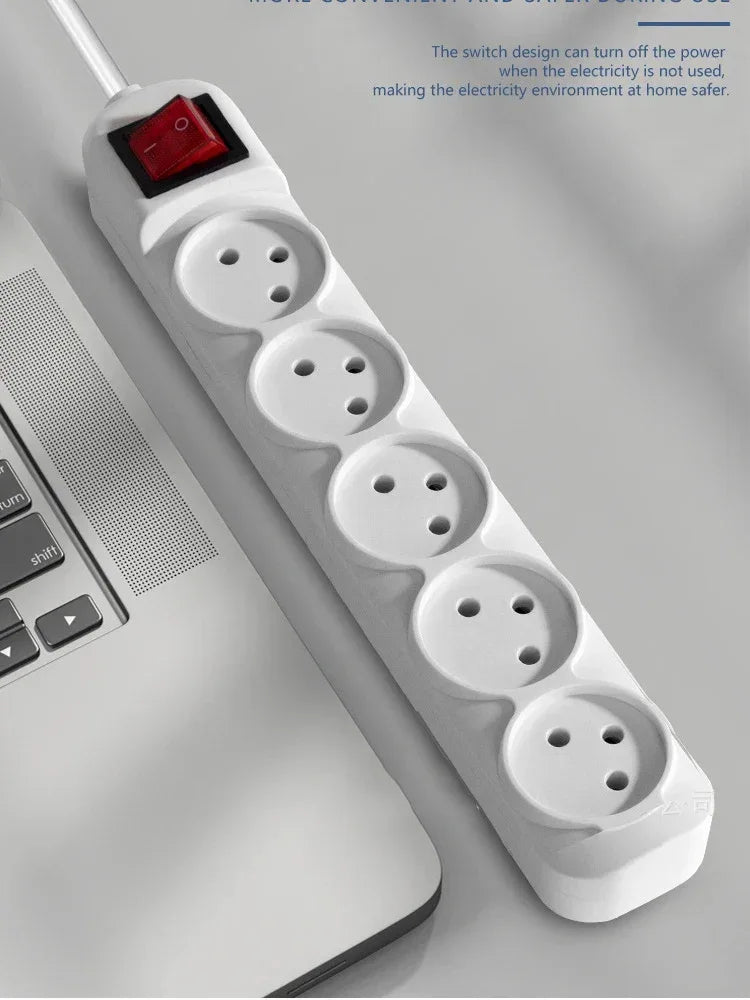 Melery Power Strip Israel Plug Outlets 3/4/5 Way AC Electric Switched Sockets 16A Wire Extension Cord Wall Mounted Home Office