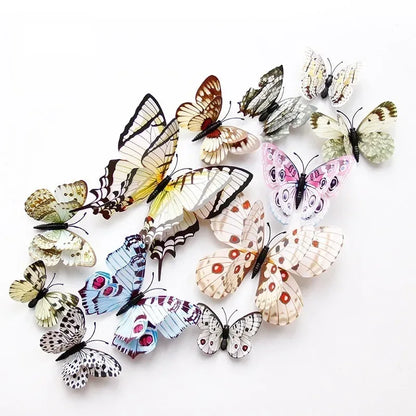 Magentic 3D Double-layer Butterfly Wall Stickers Magnet Refrigerator Stickers Home Girl Kids Room Wedding Christmas Decoration