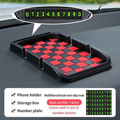 Car Phone Holder, Multifunctional, Dashboard Anti-Slip Mat, Navigation Stand, Parking Number Plate