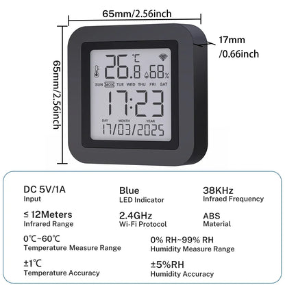 Tuya WiFi IR Remote Control With Temperature Humidity Sensor for Smart Home APP via Smart Life Work with Yandex Alexa