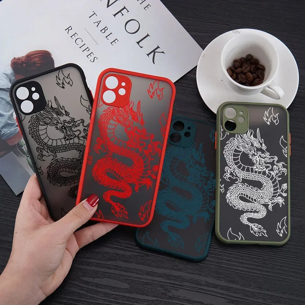 Fashion Purple Dragon Animal Pattern Phone Case For iPhone 16 15 14 13 12 11 Pro Max Mini SE 7 8 Plus Cover Glossy Hard Coque