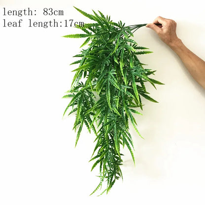 Artificial Palm Green Plants Vine Turtle Leaf Rattan Ceiling Wall Hanging Flower Maple Leaves Wedding Garden Balcony Home Decor