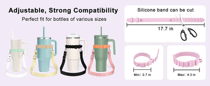 Eary Silicone Portable Water Bottle Carry Strap Handle Adjustable Water Bottle Sling Carrier With Strap Universal Cup Accessory