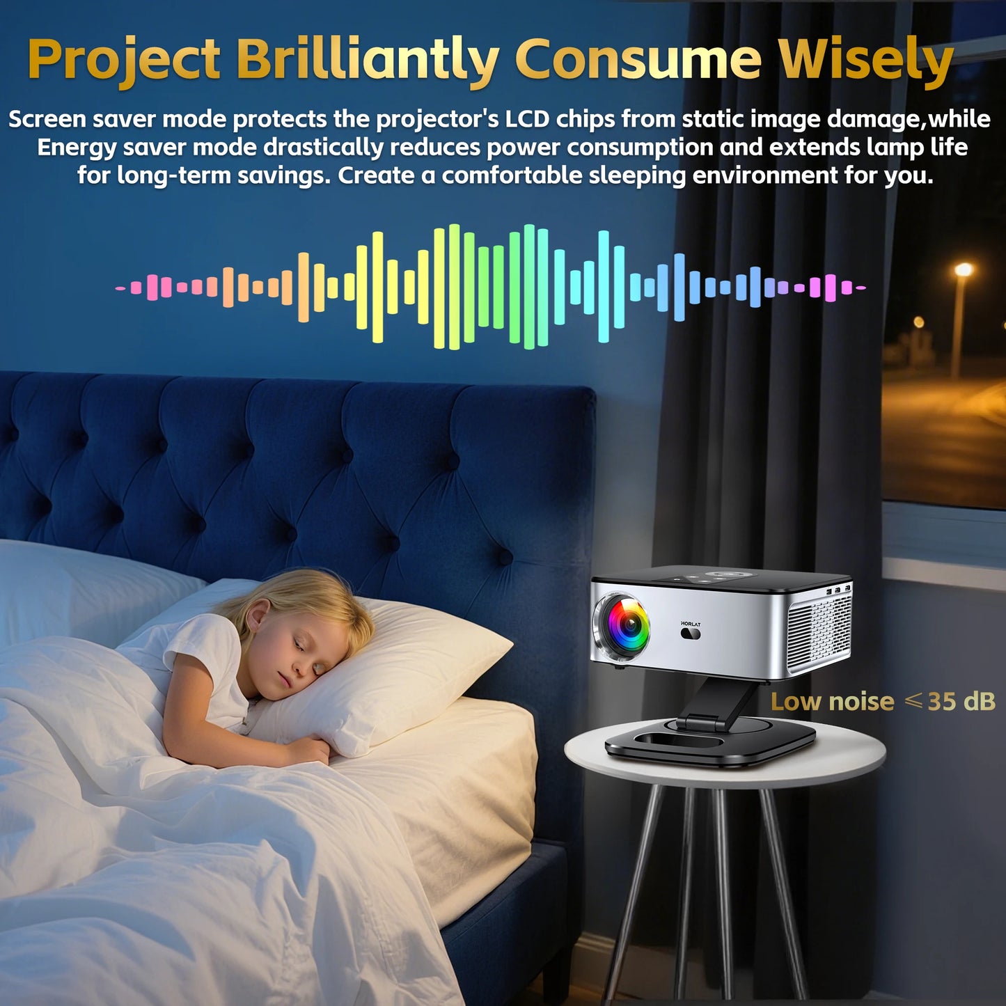 HORLAT Google TV Projector 40000 Lumens Bluetooth Voice Control Auto Focus Android 11 WiFi 6 4K UHD Home Theater Movie Projector
