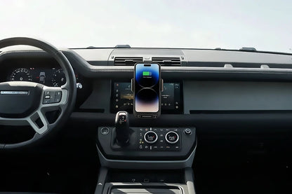 Car Phone Charger Phone Holder 15W Wireless & Wired Charger Auto Sensing One-Touch Release and Rotation Qi FCC ROHS Certified