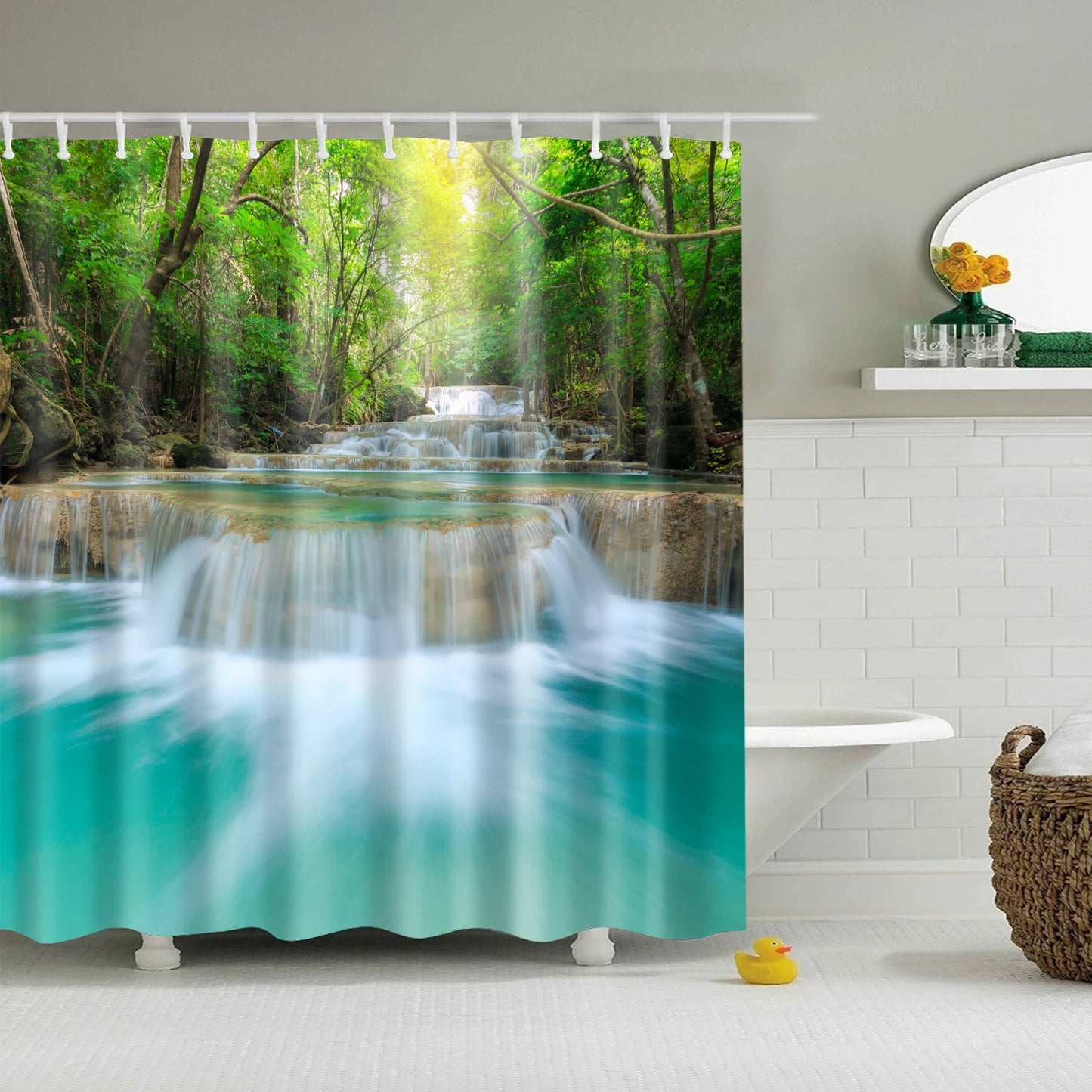 Customized Blue sky Beach Shower Curtain Modern scenery print Bathroom 3D Blackout curtain Large 180x200cm for bathroom cortina