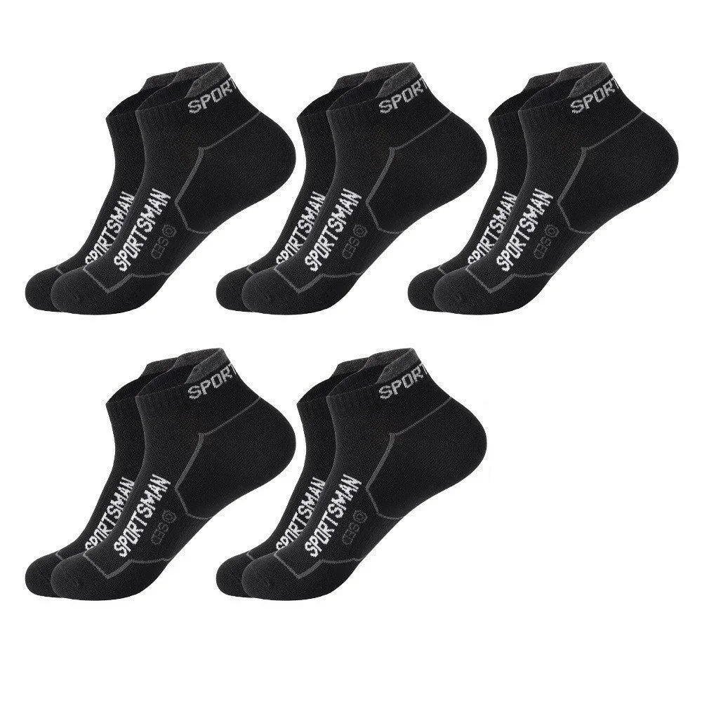 5 Pairs Men's Short Socks Sweat Absorbent and Odorous Basketball Running Sports Socks Breathable Mesh Men's Socks