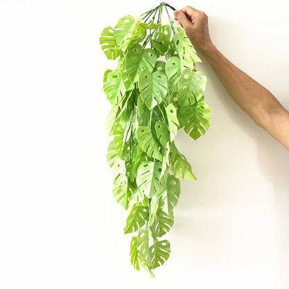 Artificial Palm Green Plants Vine Turtle Leaf Rattan Ceiling Wall Hanging Flower Maple Leaves Wedding Garden Balcony Home Decor