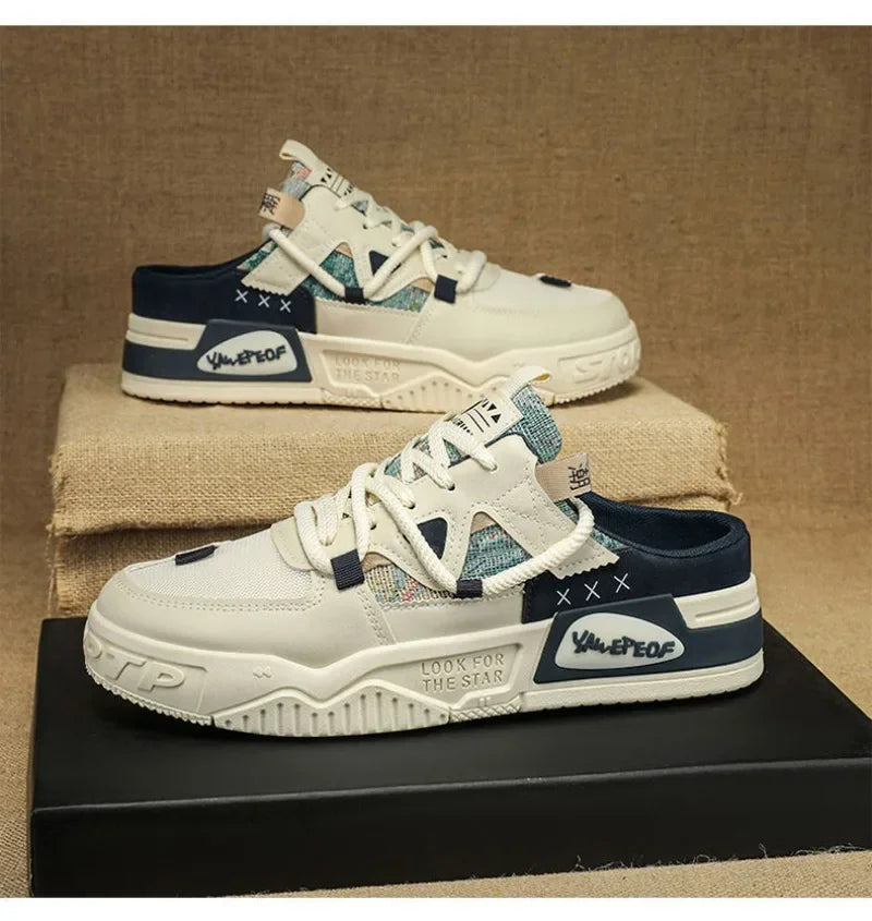 Slipper Mens Shoes Summer Thick Sole Breathable Comfortable Half Slippers Outdoor Youth Skateboard Shoes Casual Sneakers for Men
