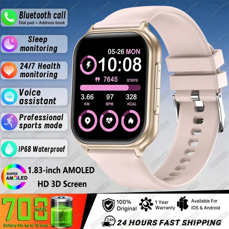 New Bip 6 Pro Smart Watch Men Outdoor Sports Fitness Track IP68 Waterproof Heart Rate BT Call 700 mAh Battery Smartwatches Women