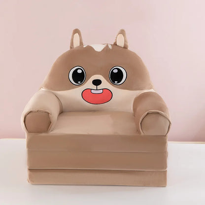Three-layer folding children's small sofa cartoon kindergarten baby seat stool plush toy lazy sofa removable