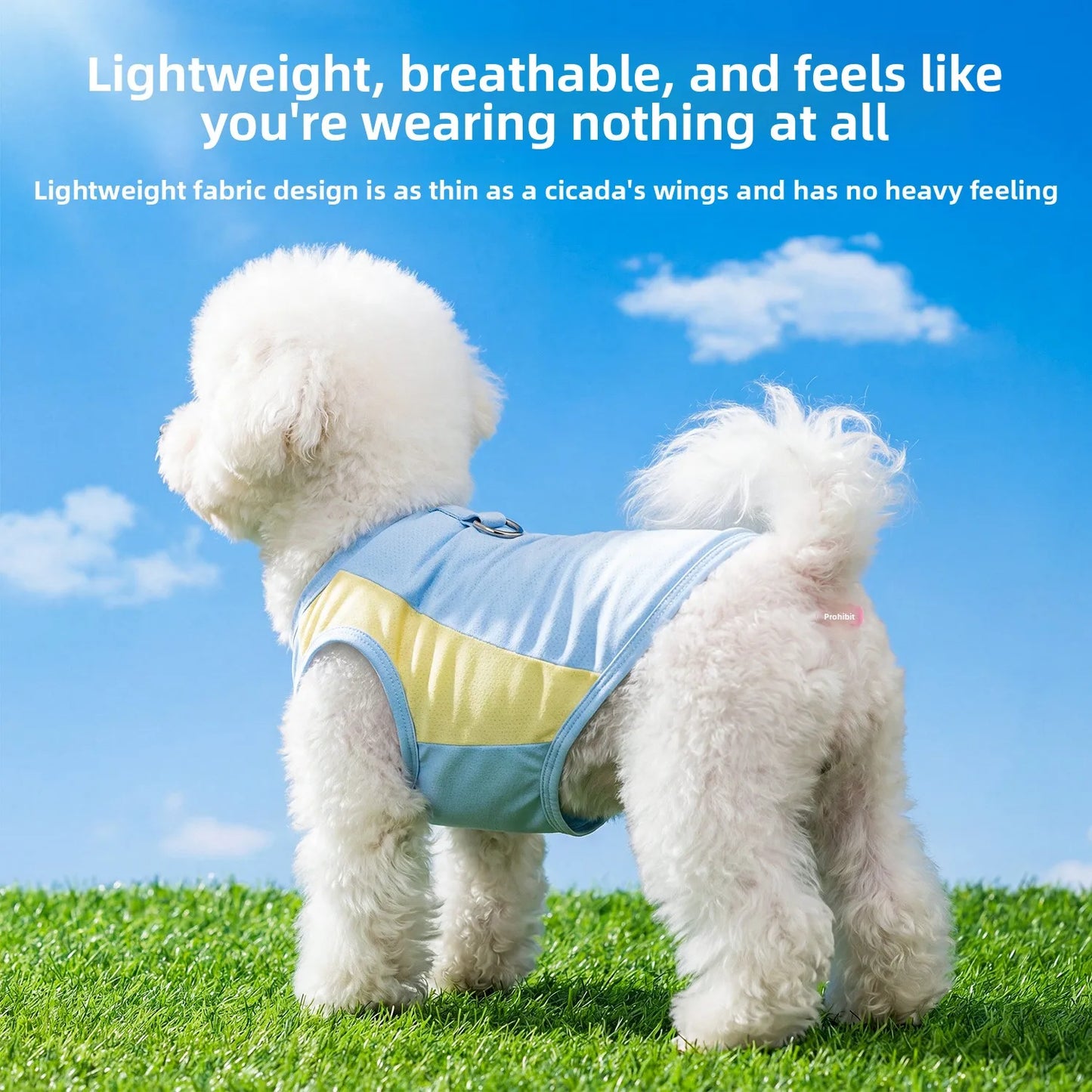 Dog cooling vest - summer sun protection, lightweight color block design, pet tank top, ice-cooling, breathable pet apparel