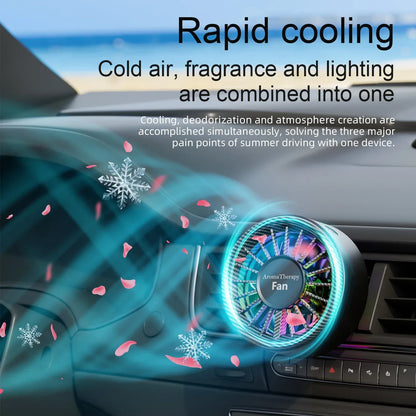 New car aromatherapy fan, USB cool seven color ambient lighting, three adjustable car fans, large truck van car fan