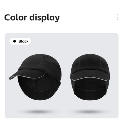 WEST BIKING Winter Cycling Cap With Brim Windproof Warm Sports Cap High Elastic Fleece Hiking Running Hat Cycling Equipment