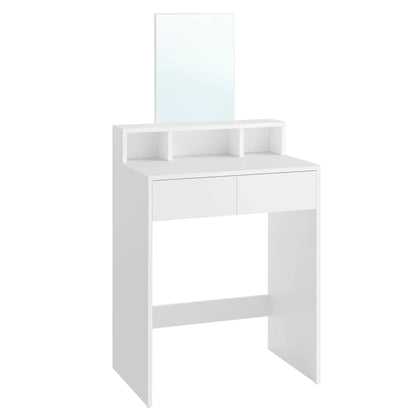 VASAGLE Dressing Table with Large Rectangular Mirror, Vanity Table with 2 Drawers and 3 Open Compartments, Vanity Table